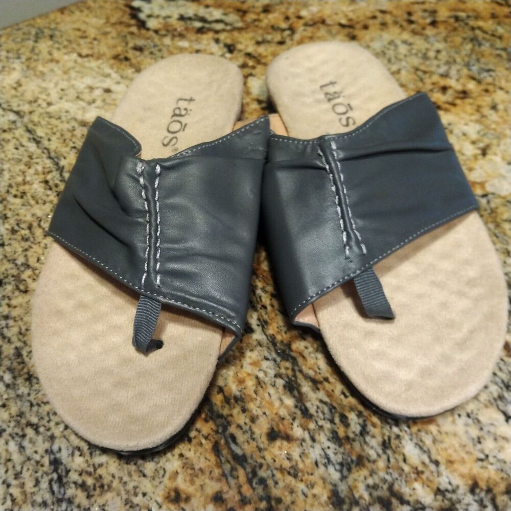Taos Ruched Thong Gray Sandals Size 6.5 US 37 EU